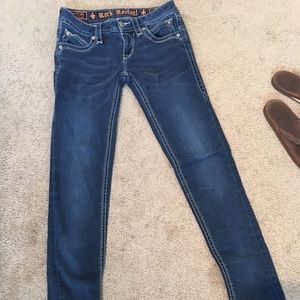 Blue rock revival skinny jeans