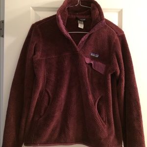 Patagonia fleece pullover in magenta