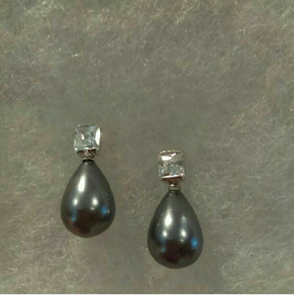 Pewter and crystal earrings