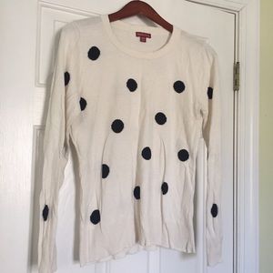 Cream Sweater with Black Polka Dots