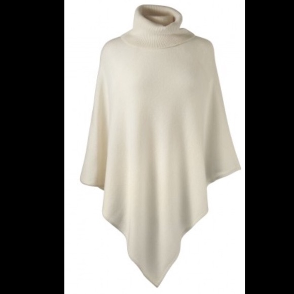 Captiva Cashmere Turtleneck Poncho in Ecru - Picture 2 of 2