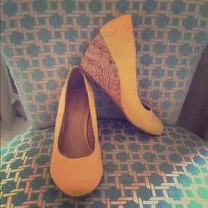 Adorable yellow cork wedges SALE