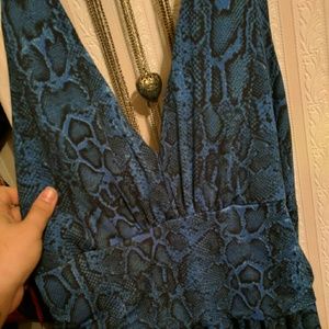 Avon Blue Snake Print Halter Dress