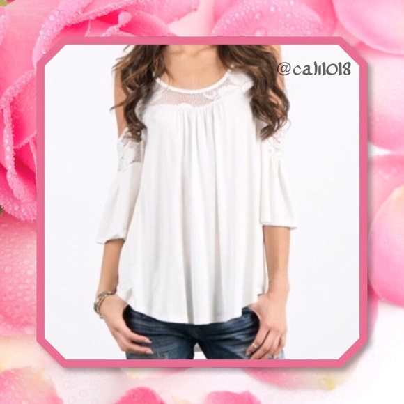 ⚡FLASH 1HR ONLY New White Boho Cold Shoulder Lace - Picture 2 of 4