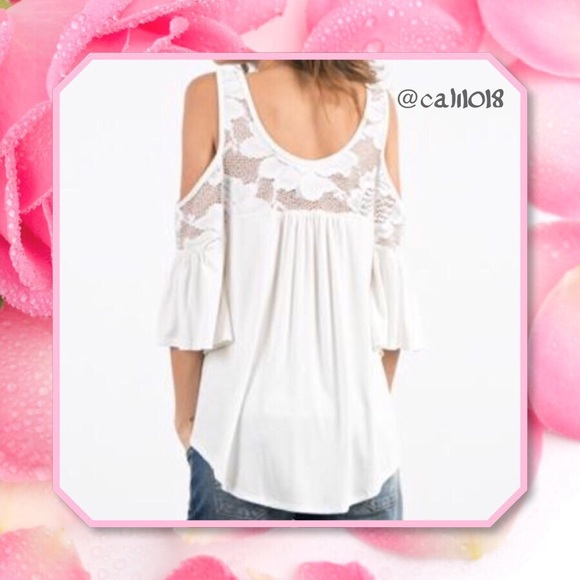 ⚡FLASH 1HR ONLY New White Boho Cold Shoulder Lace - Picture 3 of 4