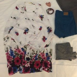 PacSun white floral kimono