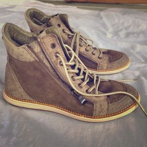 leather studded suede High top sneakers