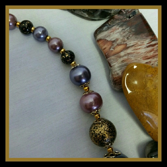 Handcrafted Vintage Wood Bead Necklace Set - Picture 2 of 3