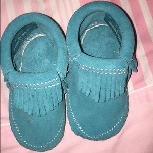 Blue baby moccasins