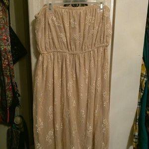 Crystal Candy Strapless Cream Lace Dress