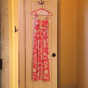 Very pretty coral print maxi dress