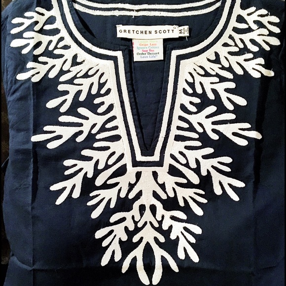 Gretchen Scott Designs The Reef Tunic Navy/White - Picture 2 of 2