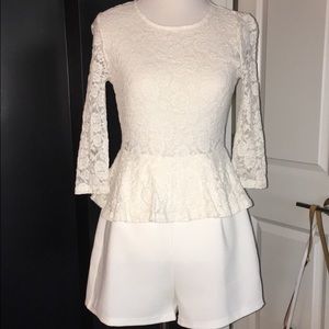 WORN ONCE WHITE PEPLUM ROMPER