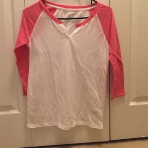 pink and white shirt