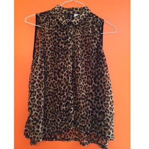 Cheetah button up tanktop