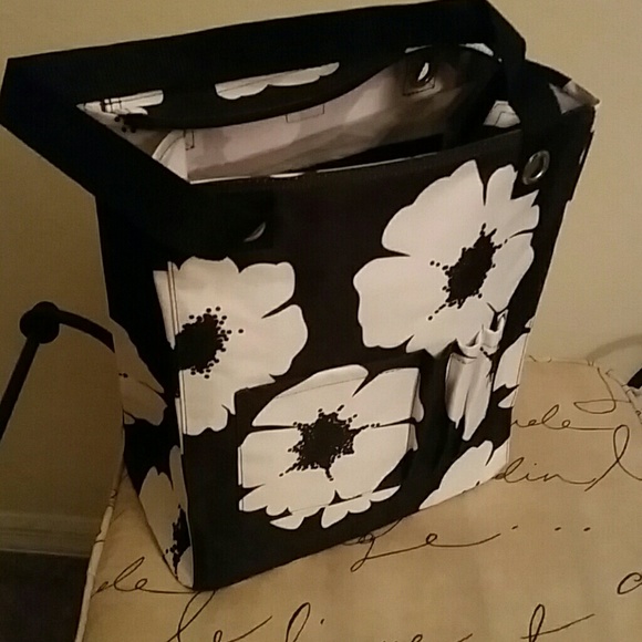 Thirty-One Tall Organizing Tote (White Poppy)