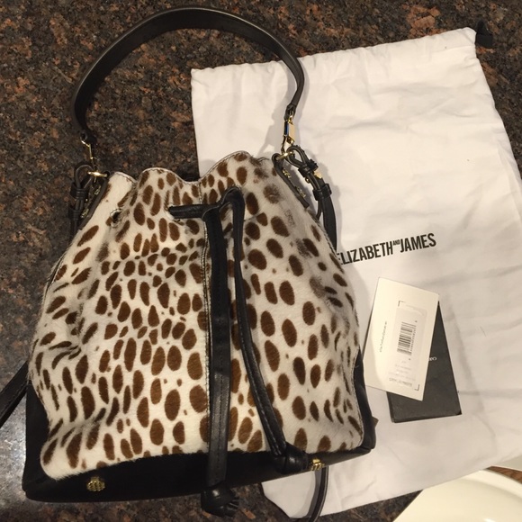 Elizabeth and James Handbags - Cynnie Spotted Mini Bucket Bag in Ivory/ Black