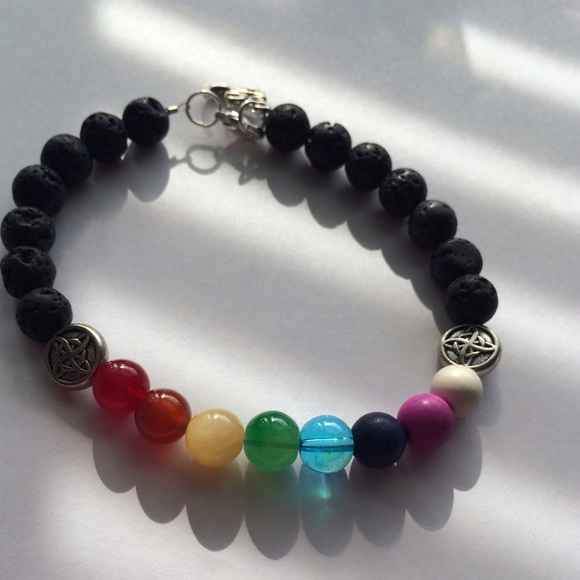 🍁🍁ESSENTIAL OIL/CHAKRA Bracelet w/Ohmn charm🍁 - Picture 3 of 4