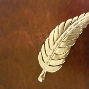 Charm, silver feather