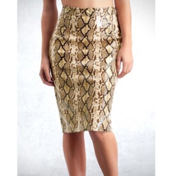 Faux Patent Snake Print Pencil Skirt. 🐍 Runs big!