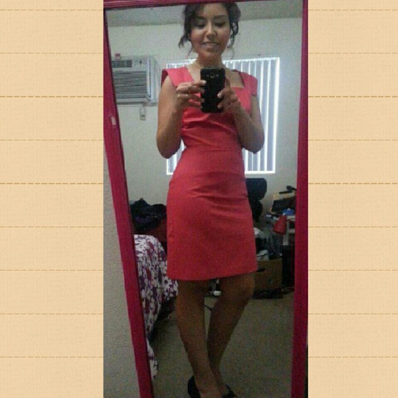 Dark Coral Business Dress - Picture 3 of 3