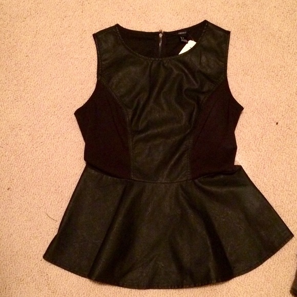 Faux leather peplum top