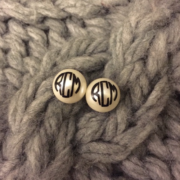 Custom monogram pearl earrings