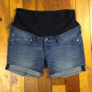 Denim maternity shorts