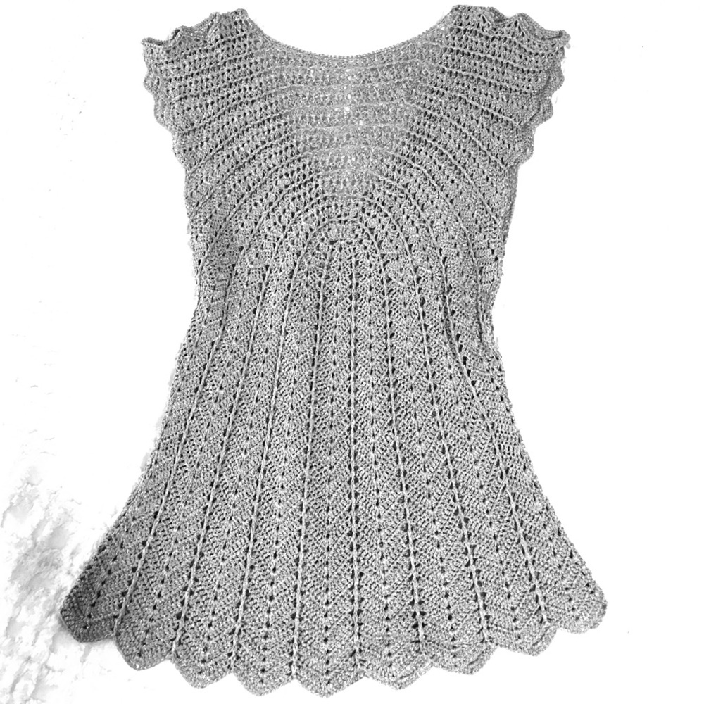Silver shimmery crochet shirt. See 1st pic - Picture 7 of 7