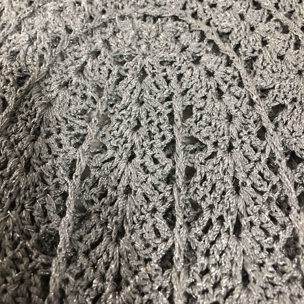 Silver shimmery crochet shirt. See 1st pic - Picture 6 of 7