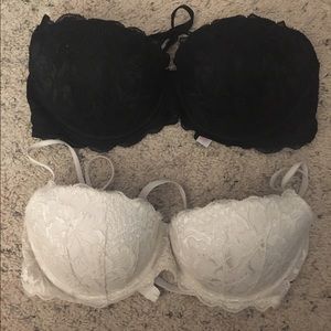 Black and White Victoria's Secret PINK bras 34C
