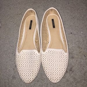 White Pointed Perforated Shoes :)