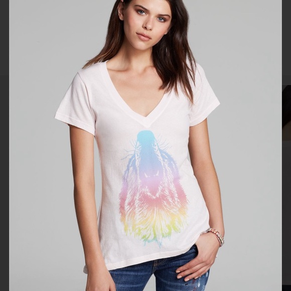 Wildfox Pink Tee Howl At The Rainbow Classic NWT