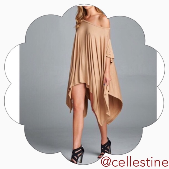 ✨Taupe Color Asymmetric Lose Fit Top Tunic✨ - Picture 2 of 4