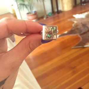 Silver abalone ring