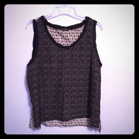 Black and cream patterned tank top - Picture 1 of 3