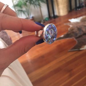 Silver abalone ring
