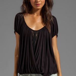 PRICE DROP ⬇️ FREE PEOPLE Ivory Lace Inset Blouse