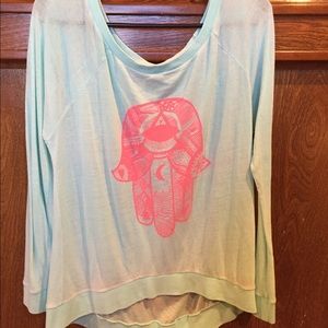 Light Blue Graphic Knit Tee