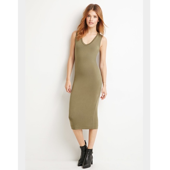 V-neck midi dress