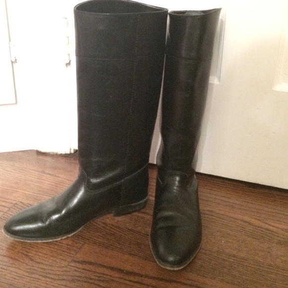 Black leather riding boots