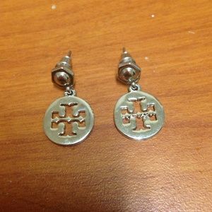 Tory burch silver stud logo earrings