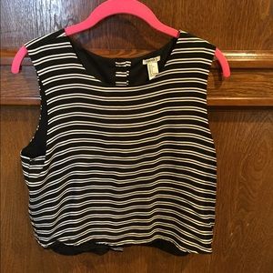 Black & White Striped Crop Tank