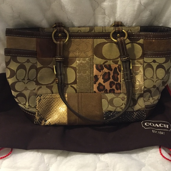 COACH Brown Leather Patchwork Tote