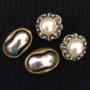 Two pair clip earrings, one 92.5 silver.