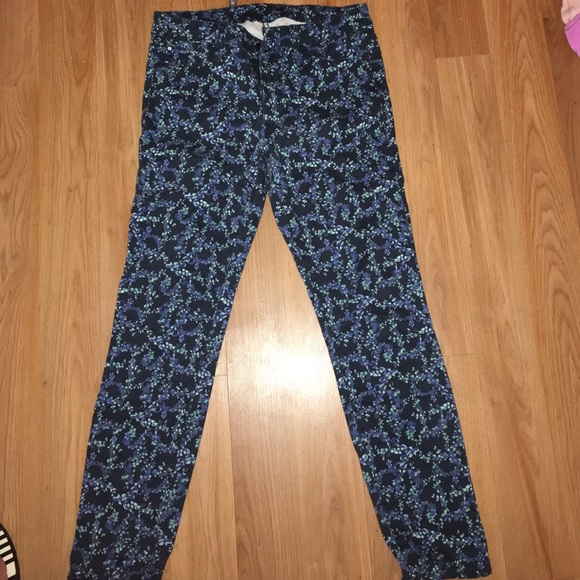 Flower denim pants