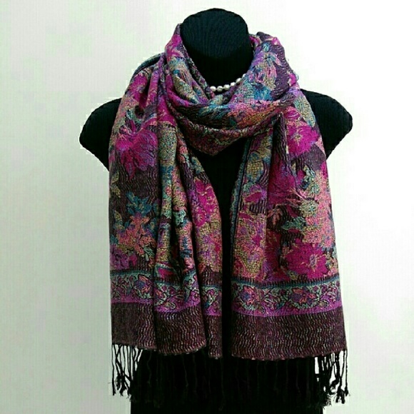 Pink purple pashmina scarf