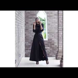 Long Black dress with buttons