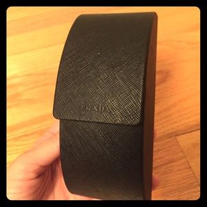 Prada sunglasses case. Black leather with suede
