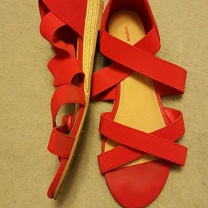 Red elastic sandals